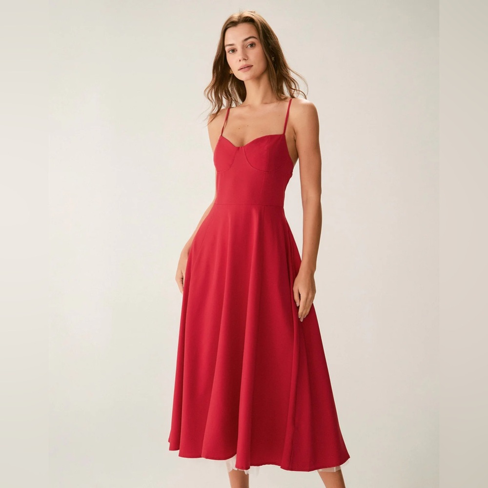 Rihoas Red Sweetheart Neck Slip Maxi Dress - Picture 2 of 9